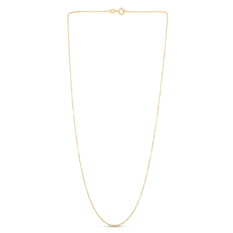 14K Yellow Gold 1.1mm Diamond Cut Cable 18 Chain with Spring Ring