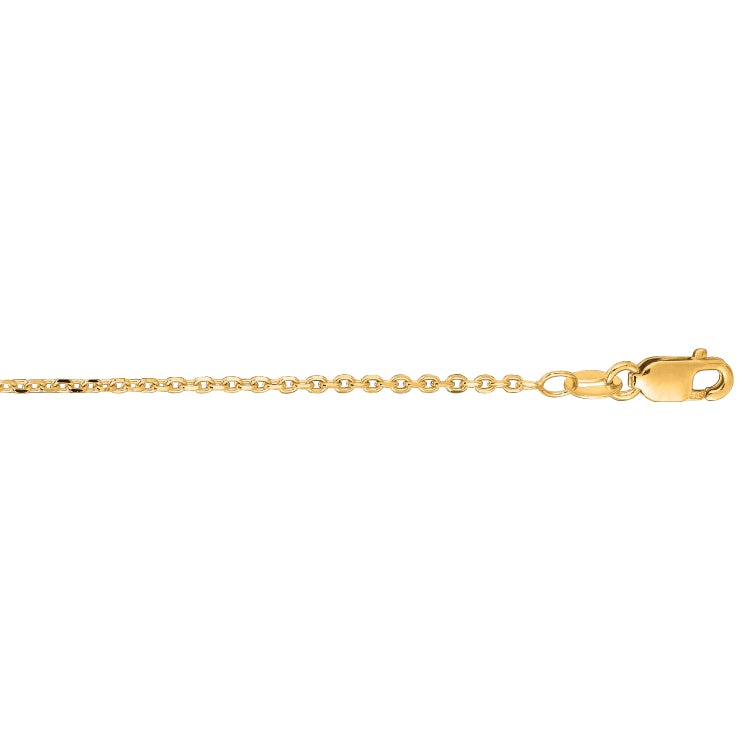 14K Yellow Gold 1.3mm Diamond Cut Cable 16 Chain with Lobster Lock