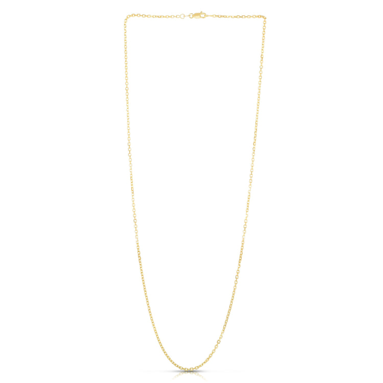 14K Yellow Gold 1.9mm Diamond Cut Cable 30 Chain with Lobster Lock