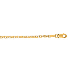14K Yellow Gold 2.3mm Diamond Cut Cable 20 Chain with Lobster Lock