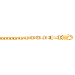 14K Yellow Gold 3.1mm Diamond Cut Cable 20 Chain with Lobster Lock