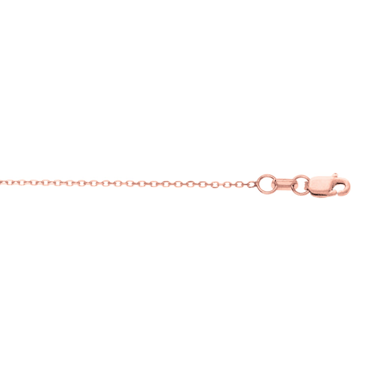 14K Rose Gold 0.87mm Diamond Cut Cable 16 Chain with Lobster Lock