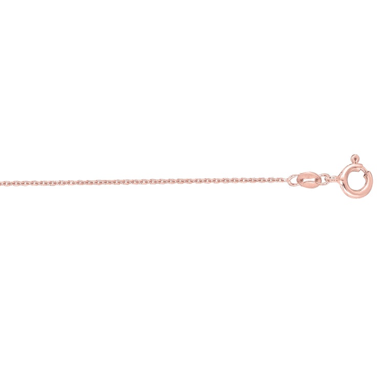14K Rose Gold 1.1mm Diamond Cut Cable 20 Chain with Spring Ring