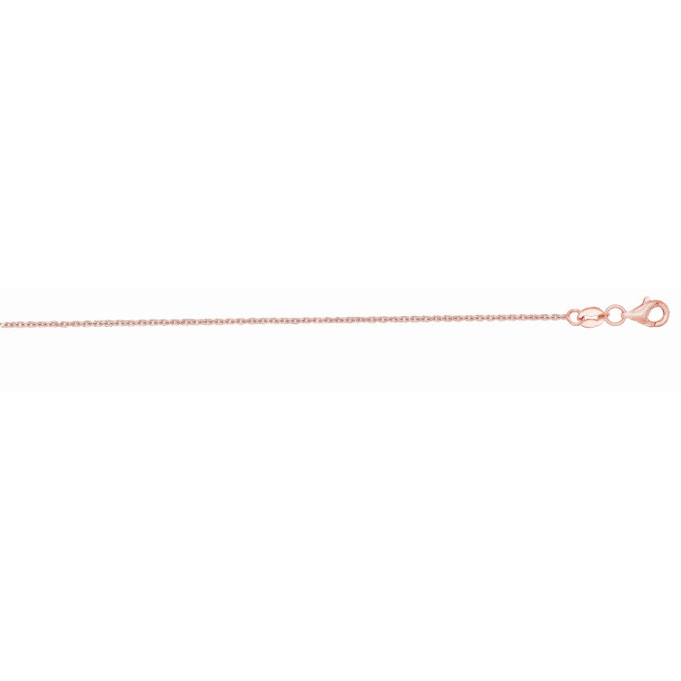 14K Rose Gold 1.1mm Diamond Cut Cable 20 Chain with Lobster Lock