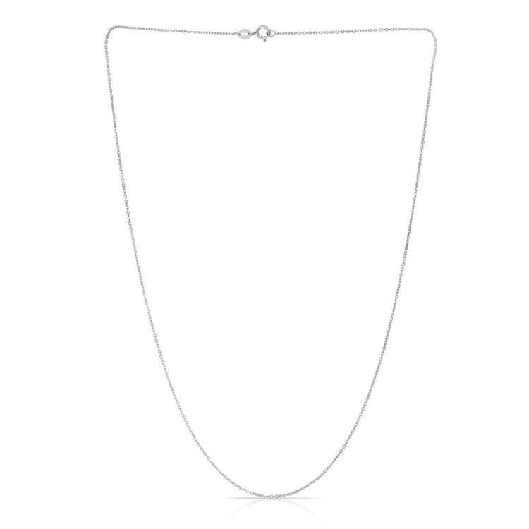 14K White Gold 1.1mm Diamond Cut Cable 18 Chain with Spring Ring