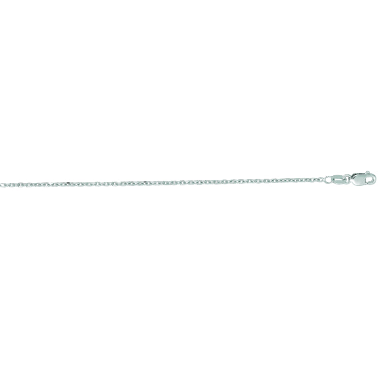 14K White Gold 1.5mm Diamond Cut Cable 20 Chain with Lobster Lock