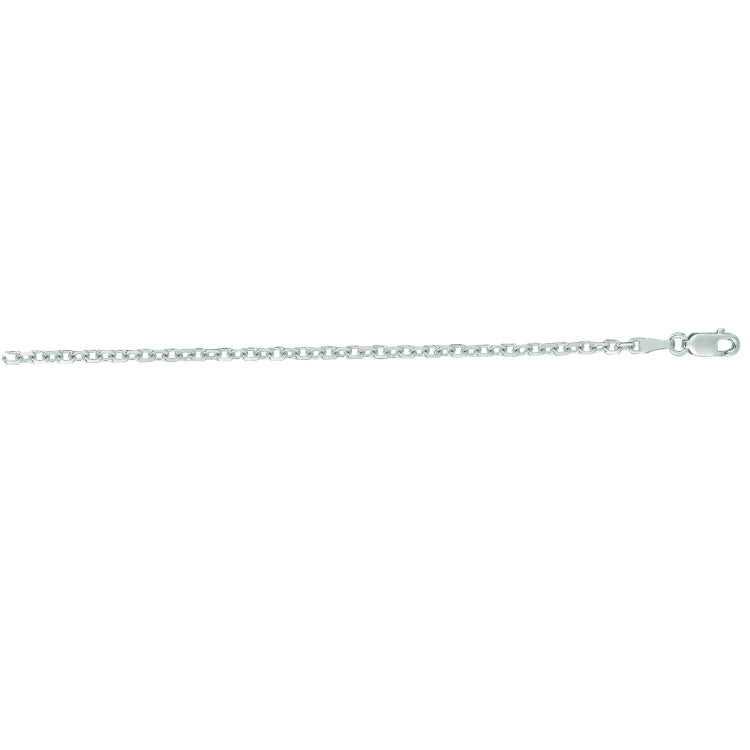 14K White Gold 2.3mm Diamond Cut Cable 16 Chain with Lobster Lock