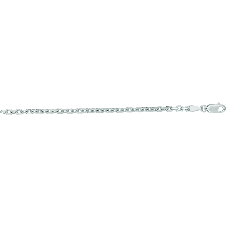 14K White Gold 3.1mm Diamond Cut Cable 22 Chain with Lobster Lock