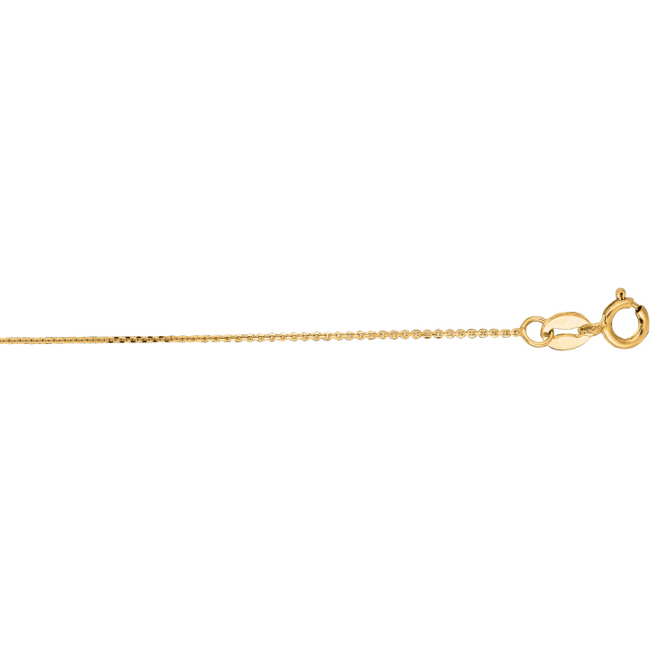 14K Yellow Gold 0.5mm Diamond Cut Flat Cable 20 Chain with Spring Ring