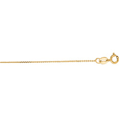 14K Yellow Gold 0.5mm Diamond Cut Flat Cable 20 Chain with Spring Ring