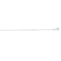 14K White Gold 0.5mm Diamond Cut Flat Cable 16 Chain with Spring Ring