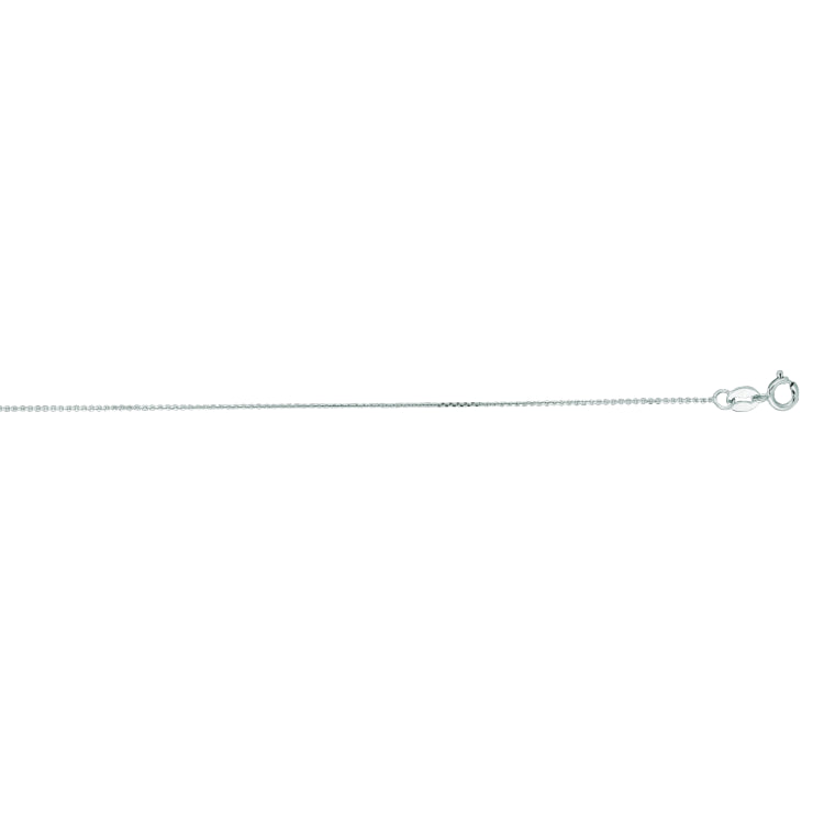14K White Gold 0.5mm Diamond Cut Flat Cable 18 Chain with Spring Ring