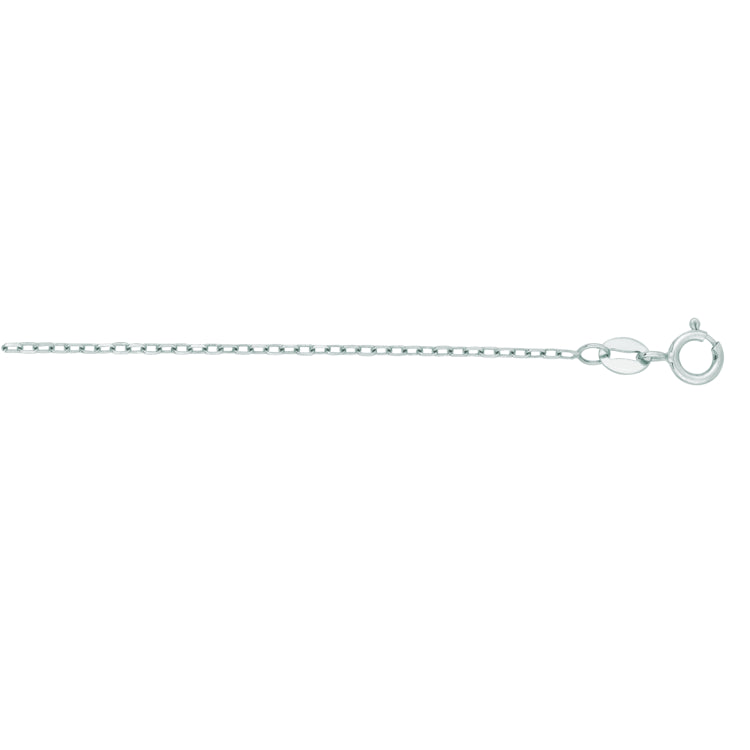 14K White Gold 1.2mm Open Cable 18 Chain with Spring Ring Clasp