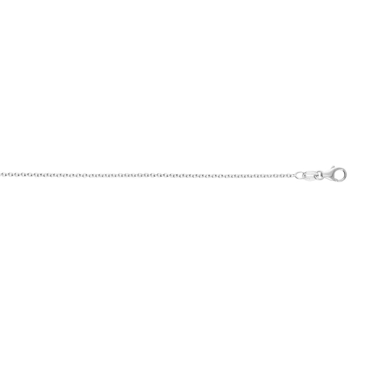 14K White Gold 1.3mm Round Cable 16 Chain with Lobster Lock