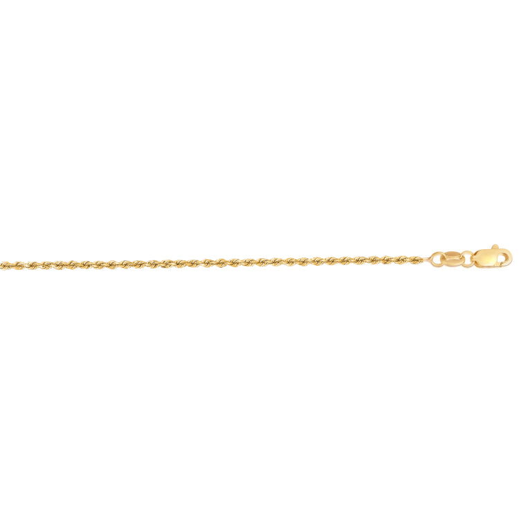14K Yellow Gold 22 1.4mm Diamond Cut Royal Rope Chain with Lobster Lock