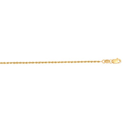 14K Yellow Gold 22 1.4mm Diamond Cut Royal Rope Chain with Lobster Lock