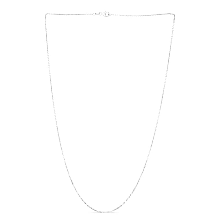 14K White Gold 1.2mm Oval Cable 18 Chain with Lobster Lock