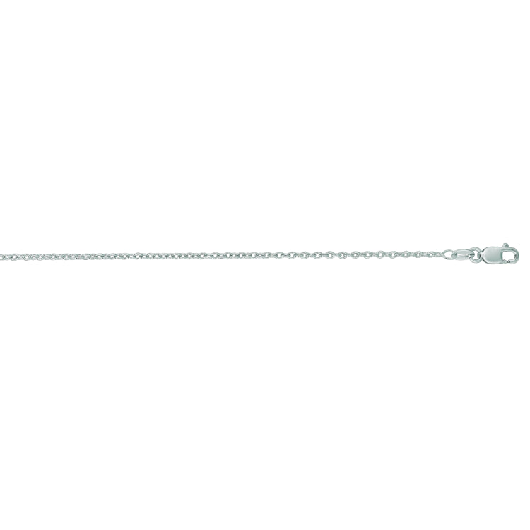 14K White Gold 1.5mm Oval Cable 18 Chain with Lobster Lock