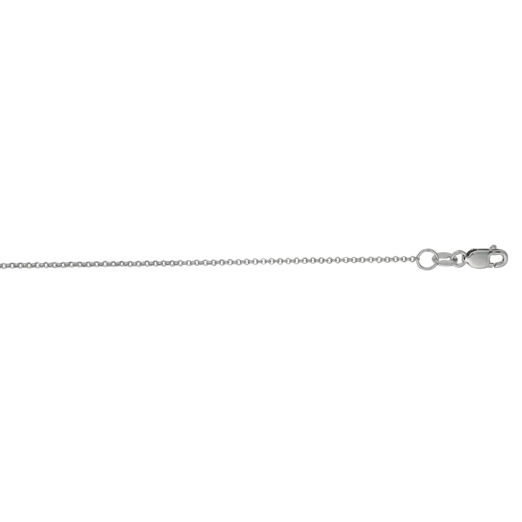 14K White Gold 1.1mm Diamond Cut Rolo 16 Chain with Lobster Lock