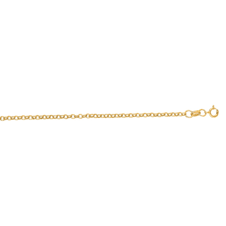 14K Yellow Gold 1.9mm Lite Rolo 16 Chain with Spring Ring Clasp