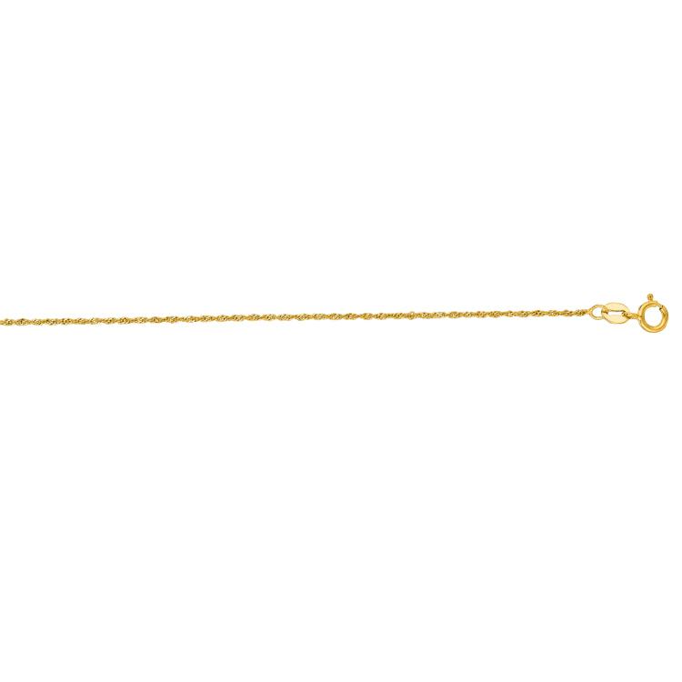 14K Yellow Gold 1.1mm Singapore 22 Chain with Spring Ring Clasp