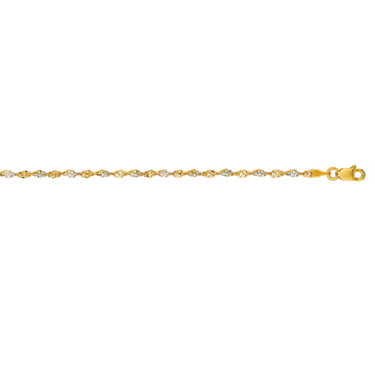 14K Gold 2.5mm Singapore 16 Chain with Lobster Lock