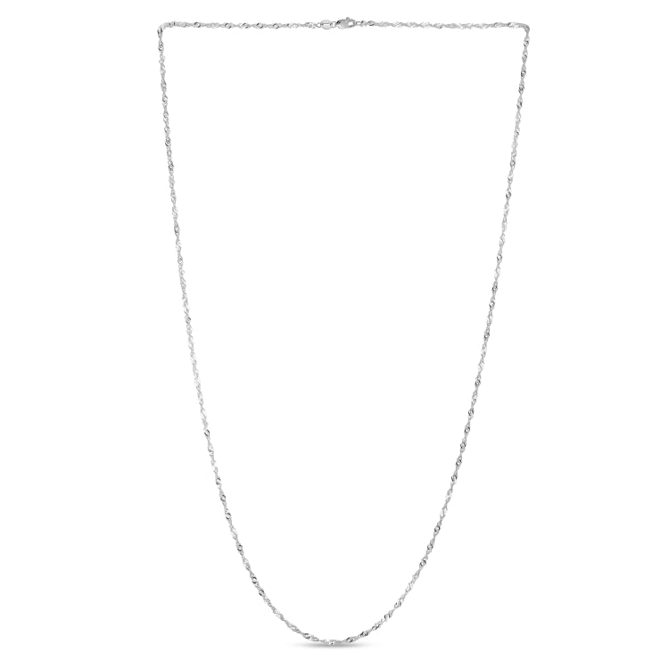 14K White Gold 1.3mm Singapore 16 Chain with Lobster Lock