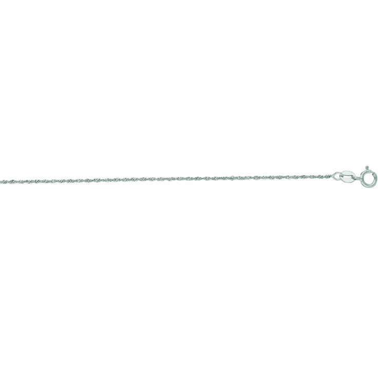14K White Gold 1.1mm Singapore 18 Chain with Spring Ring Clasp