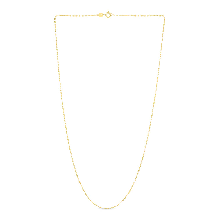 14K Yellow Gold 0.9mm Diamond Cut Bead 18 Chain with Spring Ring Clasp