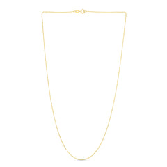 14K Yellow Gold 0.9mm Diamond Cut Bead 18 Chain with Spring Ring Clasp