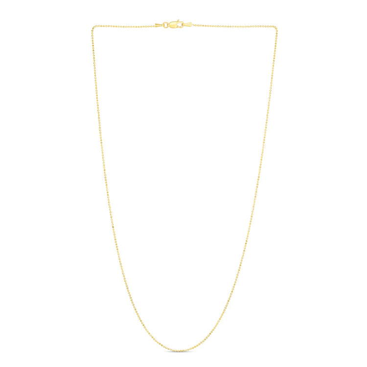 14K Yellow Gold 1.1mm Diamond Cut Bead 20 Chain with Lobster Lock