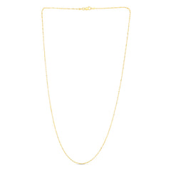 14K Yellow Gold 1.1mm Diamond Cut Bar and Bead 20 Chain with Lobster Lock