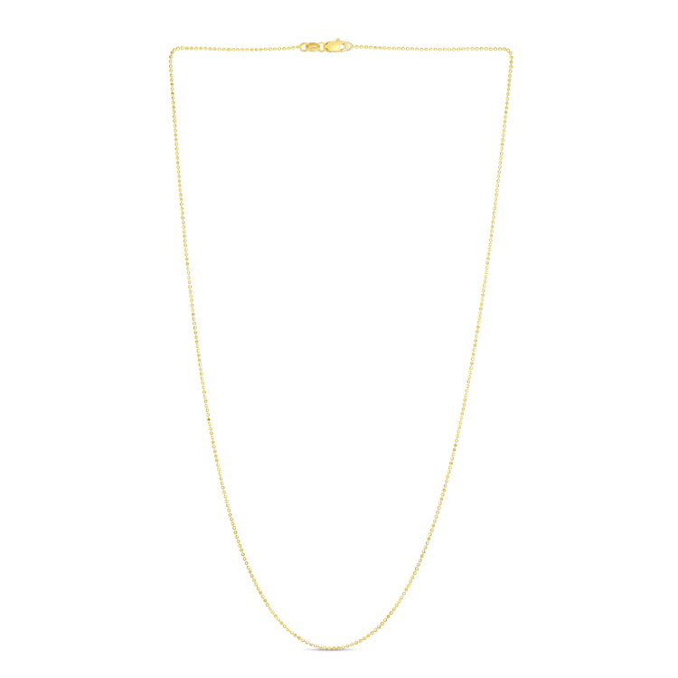 14K Yellow Gold 0.9mm Diamond Cut Bead 16 Chain with Lobster Lock
