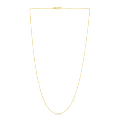 14K Yellow Gold 0.9mm Diamond Cut Bead 20 Chain with Lobster Lock