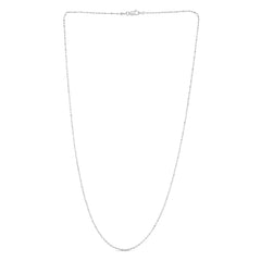 14K White Gold 1.1mm Diamond Cut Bar and Bead 18 Chain with Lobster Lock