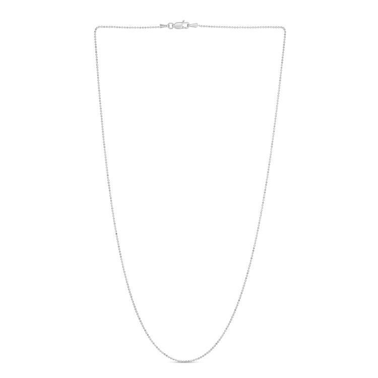 14K White Gold 1.5mm Bead 16 Chain with Lobster Lock