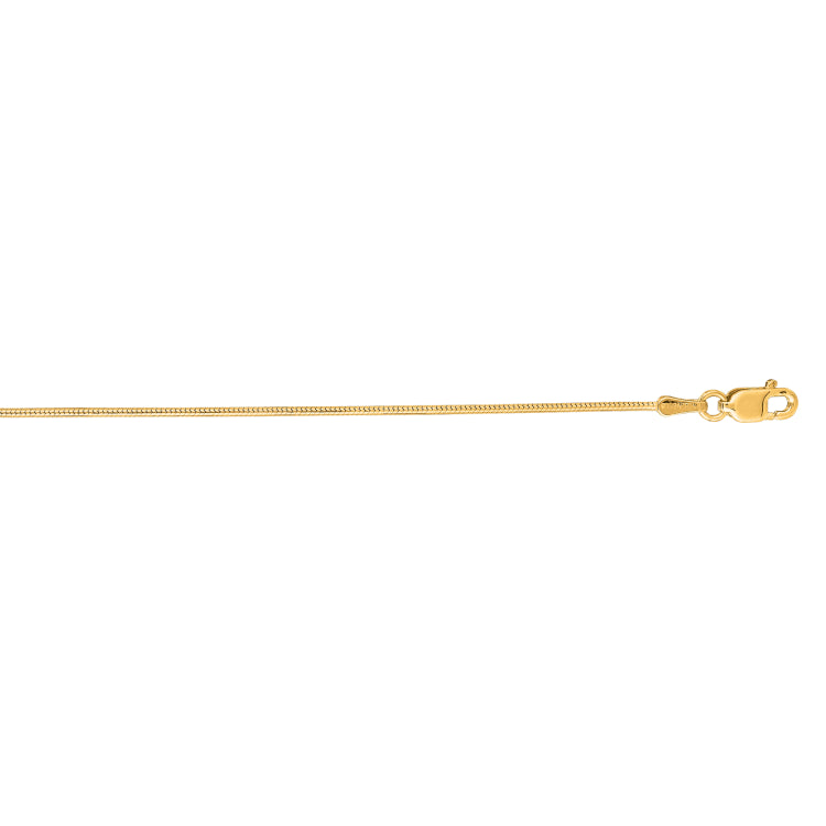 14K Yellow Gold 0.9mm Round Snake 18 Chain with Lobster Lock