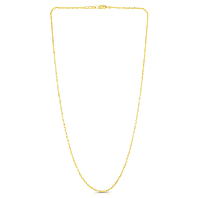 14K Yellow Gold 1.5mm Sparkle 10 Chain Anklet with Lobster Lock