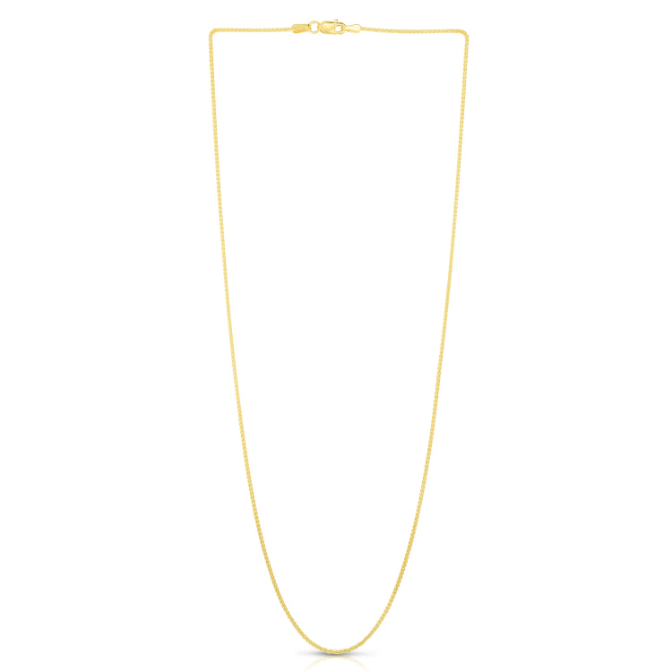 14K Yellow Gold 1mm Round Wheat 16 Chain with Lobster Lock