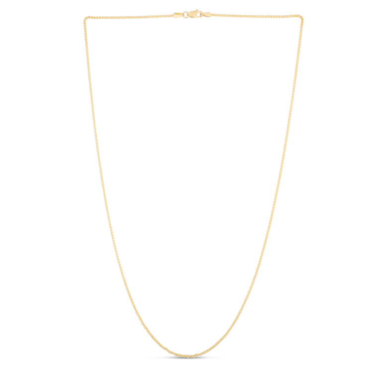 14K Yellow Gold 1.2mm Round Wheat 20 Chain with Lobster Lock