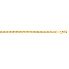 14K Yellow Gold 2.1mm Round Wheat 22 Chain with Lobster Lock