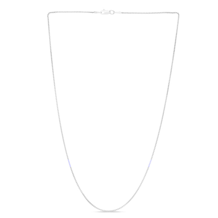 14K White Gold 1.2mm Round Wheat 24 Chain with Lobster Lock