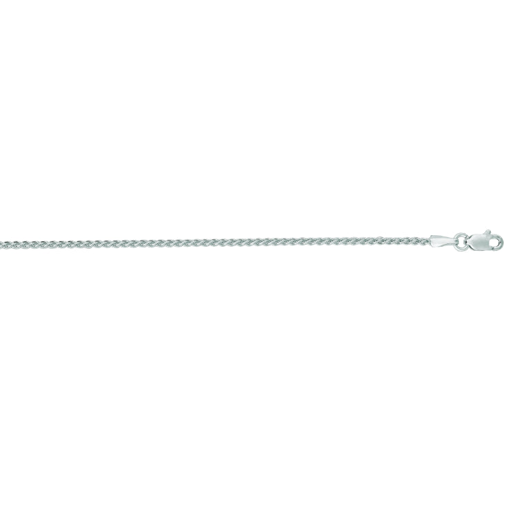 14K White Gold 1.5mm Round Wheat 20 Chain with Lobster Lock