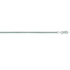 14K White Gold 2.1mm Round Wheat 20 Chain with Lobster Lock