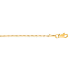 14K Yellow Gold 1mm Diamond Cut Round Wheat 16 Chain with Lobster Lock