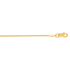 14K Yellow Gold 1.1mm Diamond Cut Round Wheat 24 Chain with Lobster Lock