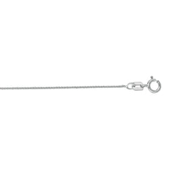14K White Gold 0.6mm Diamond Cut Round Wheat 18 Chain with Spring Ring