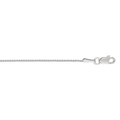 14K White Gold 1mm Diamond Cut Round Wheat 16 Chain with Lobster Lock