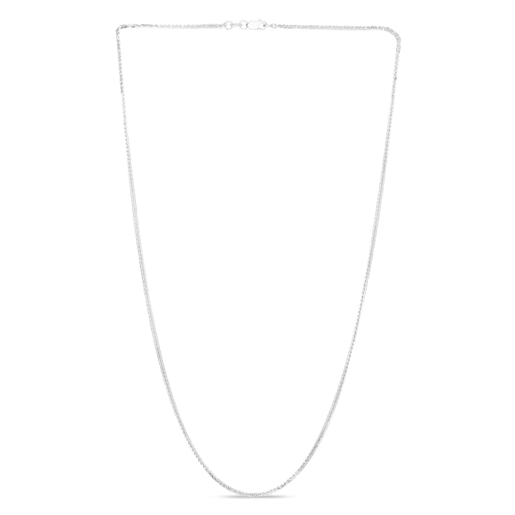 14K White Gold 1.8mm Square Wheat 16 Chain with Lobster Lock