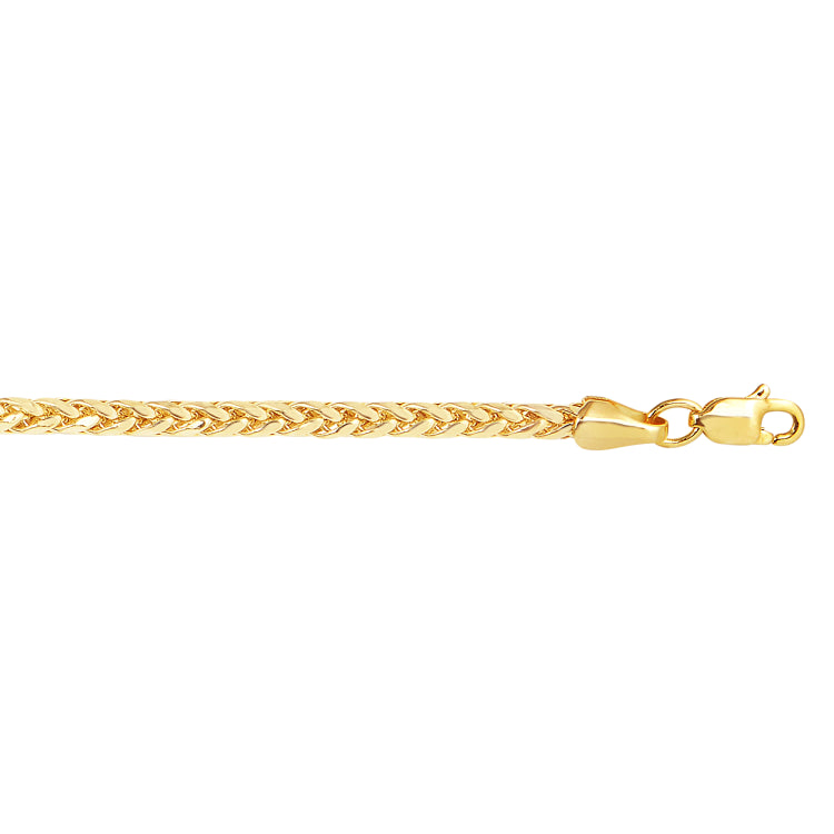 14K Yellow Gold 20 2.7mm Diamond Cut Lite Round Wheat Chain with Lobster Lock